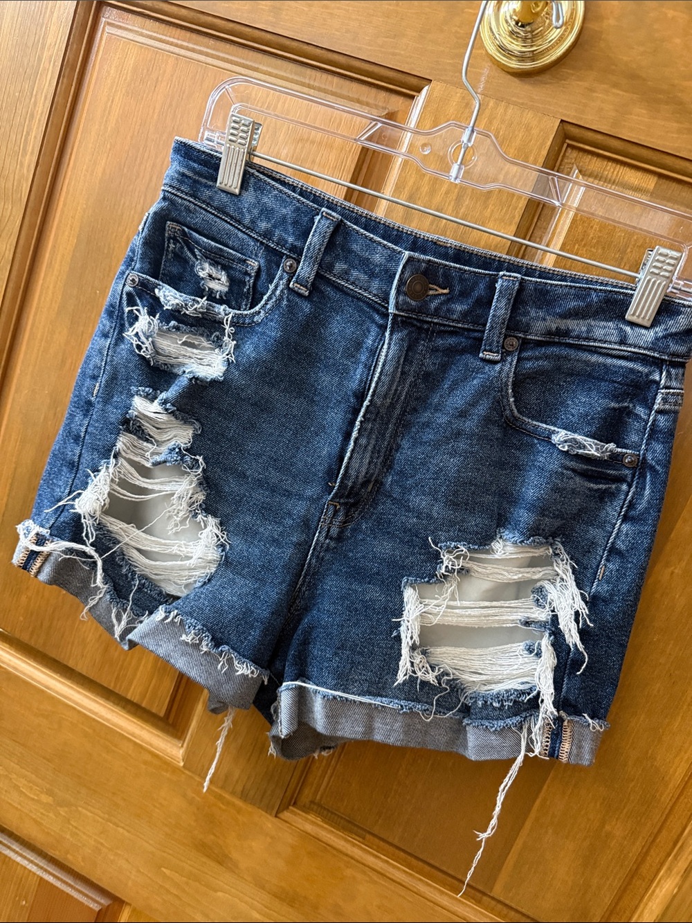 American Eagle Outfitters Distressed Blue Denim Jean Shorts